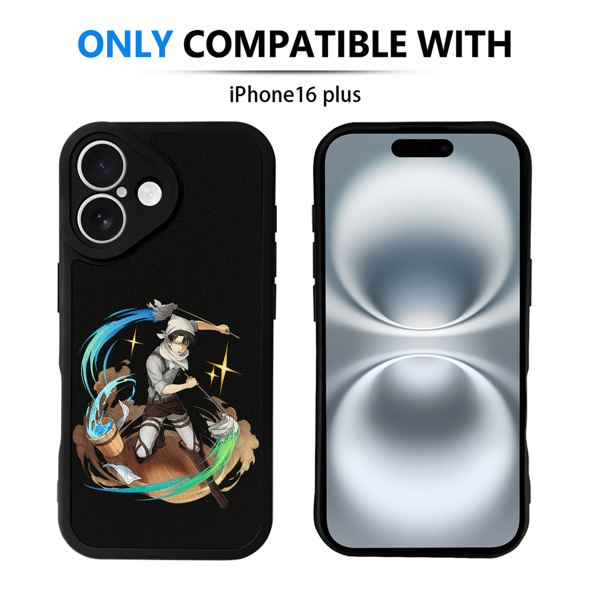 （画像用） 進撃の巨人 リヴァイ·アッカーマン Attack on Titan Levi Ackerman 【iPhone 16シリーズ対応】シリコンスマホケース（レザー調） 材質：シリコン